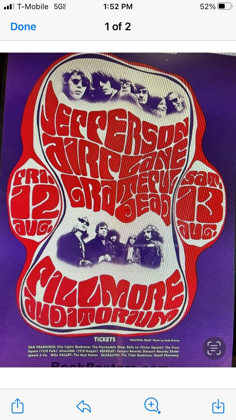 Original First Printing of Grateful Dead and Jefferson Airplane Poster -  DeadBay